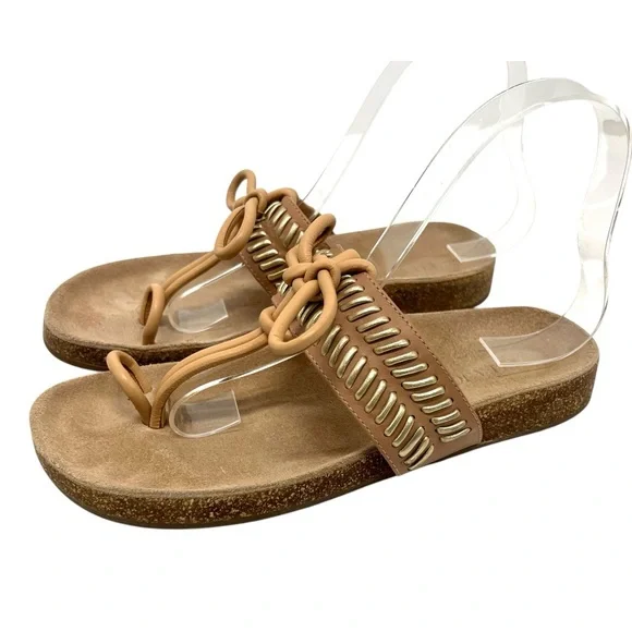 Ulla Johnson Jini Tan Gold Leather Casual Comfortable Slip On Sandals Womens 38 - Picture 3 of 14